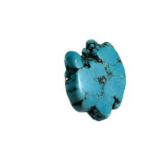 Large Faux Turquoise Silver Tone  Ring Size 7 Adjustable 2" X 1.5" Statement